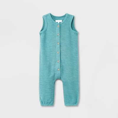 Grayson Mini Baby Boys' Button-Front Jumpsuit - Blue | Target