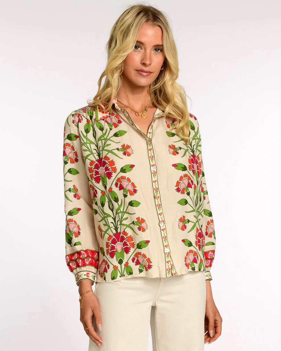 Lucia Top in Indian Flower Ivory | Elizabeth James The Label