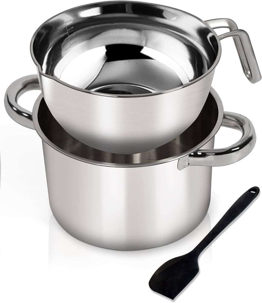 Double Boiler Pot Set,1250ML/1.1QT Mixing Bowl for Chocolate Melting, 2200ML/ 2QT 304 Stainless S... | Amazon (US)