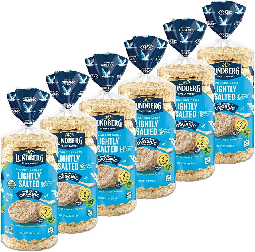 Lundberg Rice Cakes, Organic Lightly Salted, 6-Pack – Regenerative Organic Certified Rice Cakes... | Amazon (US)