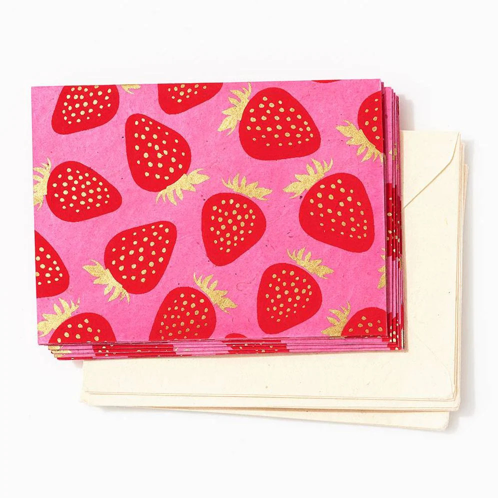 Bright Strawberries Fine Paper Stationery Set | Paper Source
