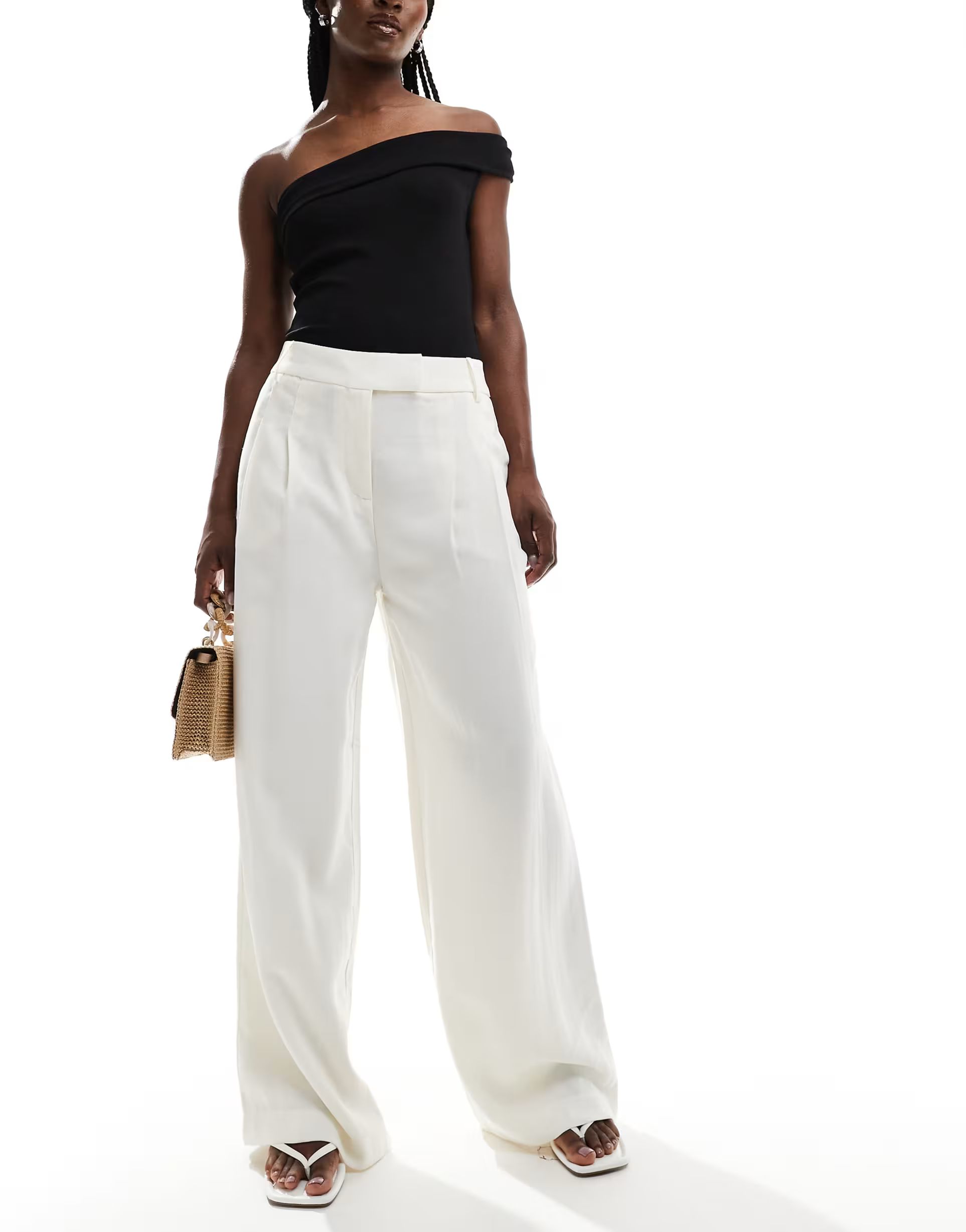 New Look wide leg trouser in cream | ASOS (Global)