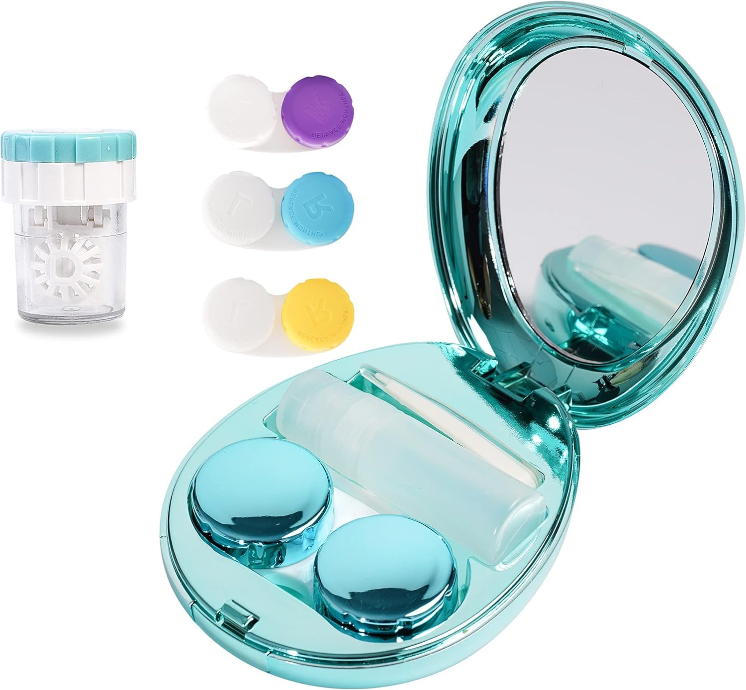 Contact Lens Cases, 5 in 1 Travel Contact Lens Box with Mirror Tweezers Remover Tool Solution Bottle | Amazon (US)