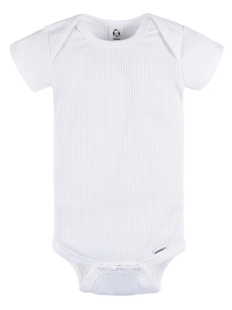 Gerber Baby Neutral 3-Pack White Short Sleeve Bodysuits, Sizes Preemie - 24 Months | Walmart (US)