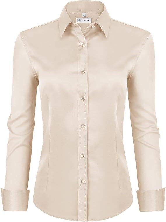 siliteelon Womens Classic-Fit Dress Shirts Long Sleeve Button Down Wrinkle-Free Stretch Solid Cas... | Amazon (US)