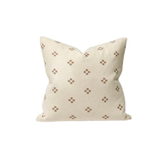 Brown Ikat Pillow Cover + Modern Block Print Pillow Cover + Modern Farmhouse Pillow Cover + Dash ... | Etsy (US)