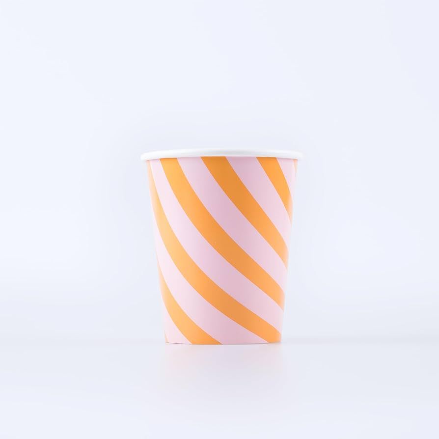 Meri Meri Pink & Orange Stripy Cups (Pack of 8) | Amazon (US)
