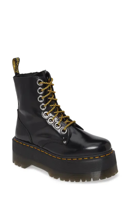 Dr. Martens Jadon Max Platform Boot in Black Buttero Leather at Nordstrom, Size 6Us | Nordstrom