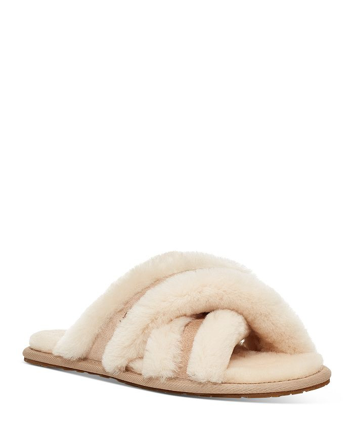 Women's Scuffita Cross Strap Shearling Slippers | Bloomingdale's (US)