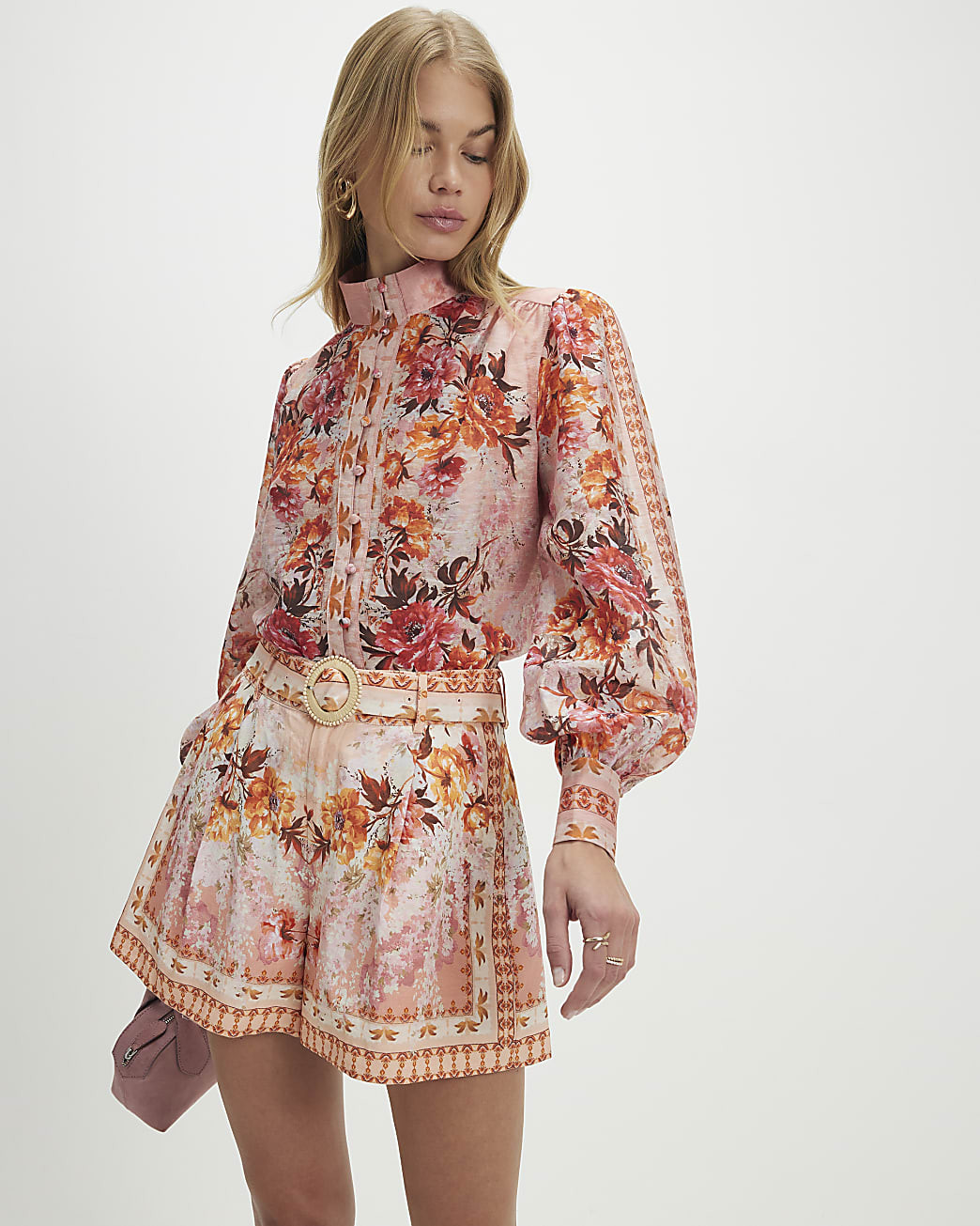 Pink Floral Long Sleeve Blouse | River Island UK & IE