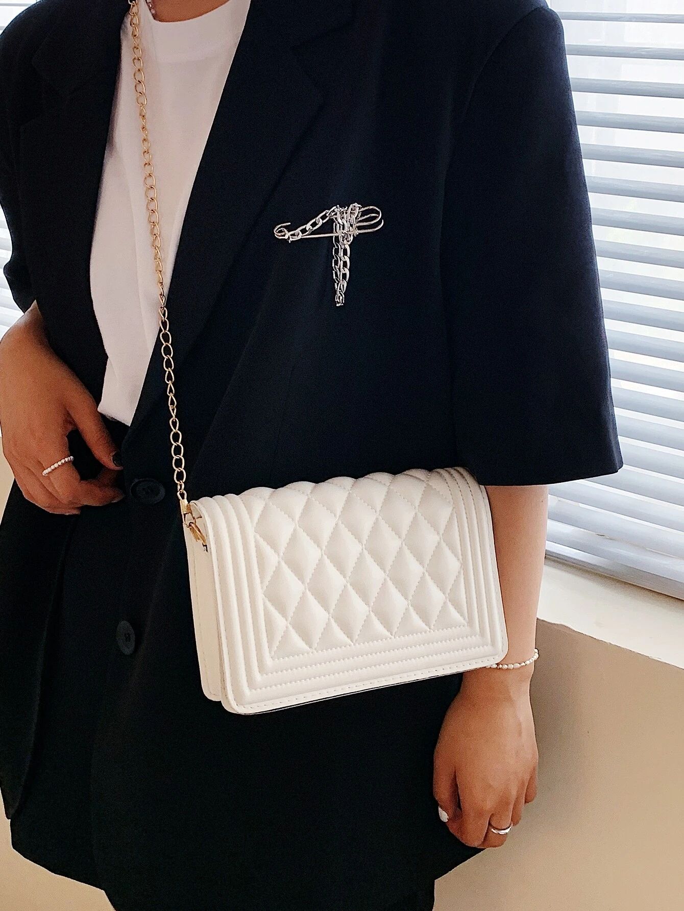 Quilted Flap Chain Crossbody Bag | SHEIN