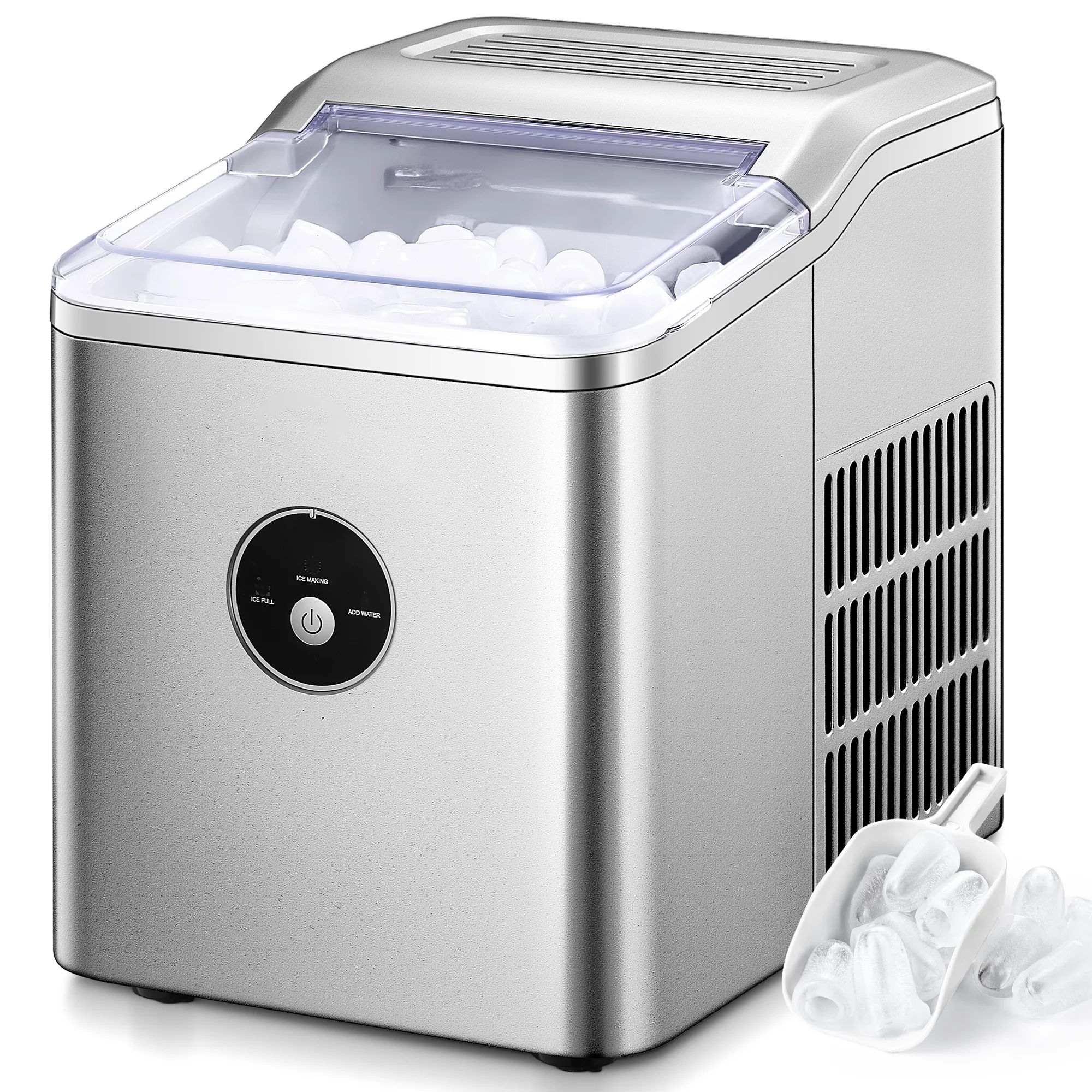 Ice Maker Countertop, 28 lbs Ice in 24 Hrs, 9 Bullet Ice in 5 Minutes, Silver, Northclan | Walmart (US)