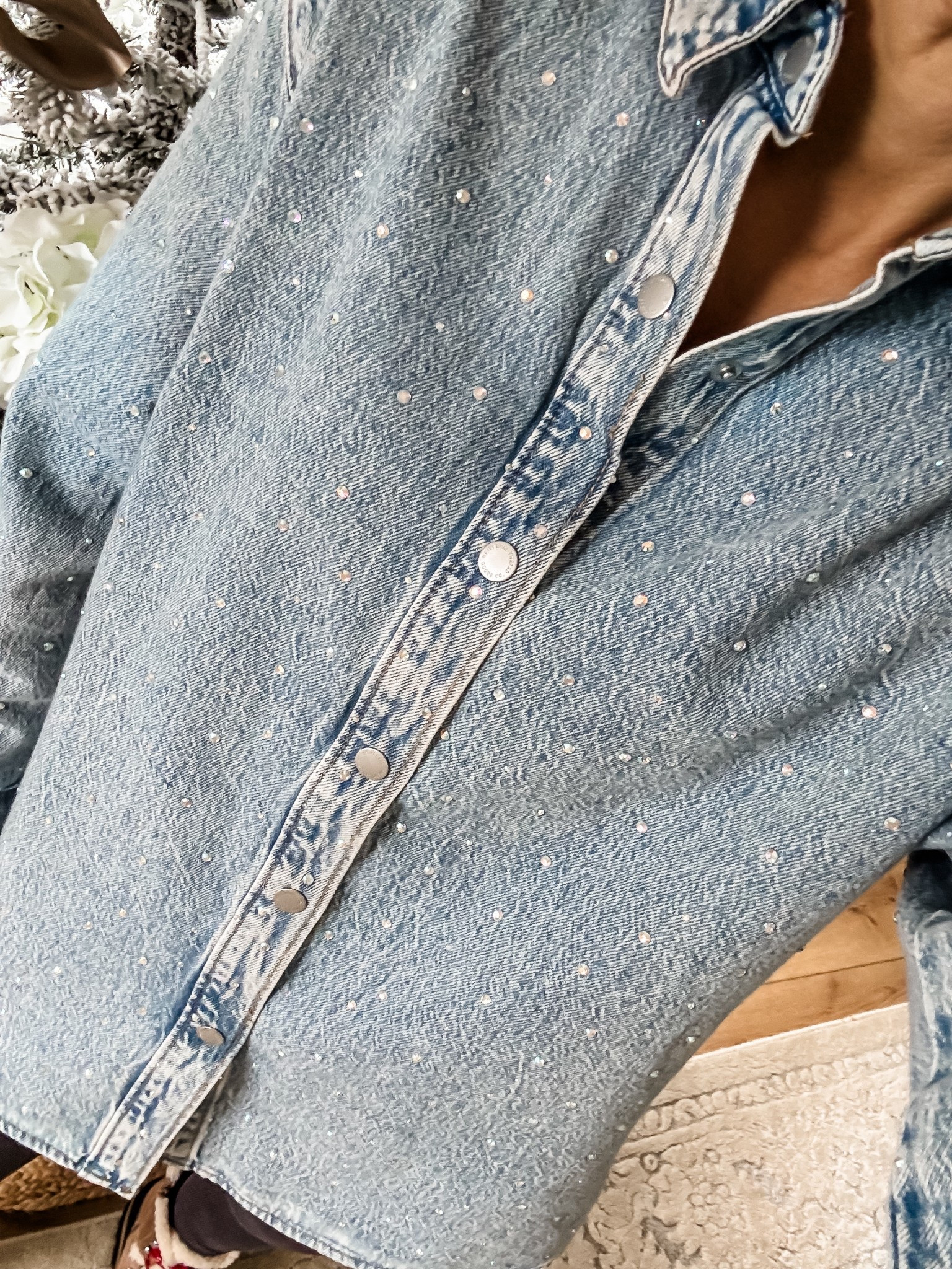 Small denim shirt, rhinestone denim shirt. Target style.

#LTKOver40 #LTKHoliday #LTKFindsUnder50