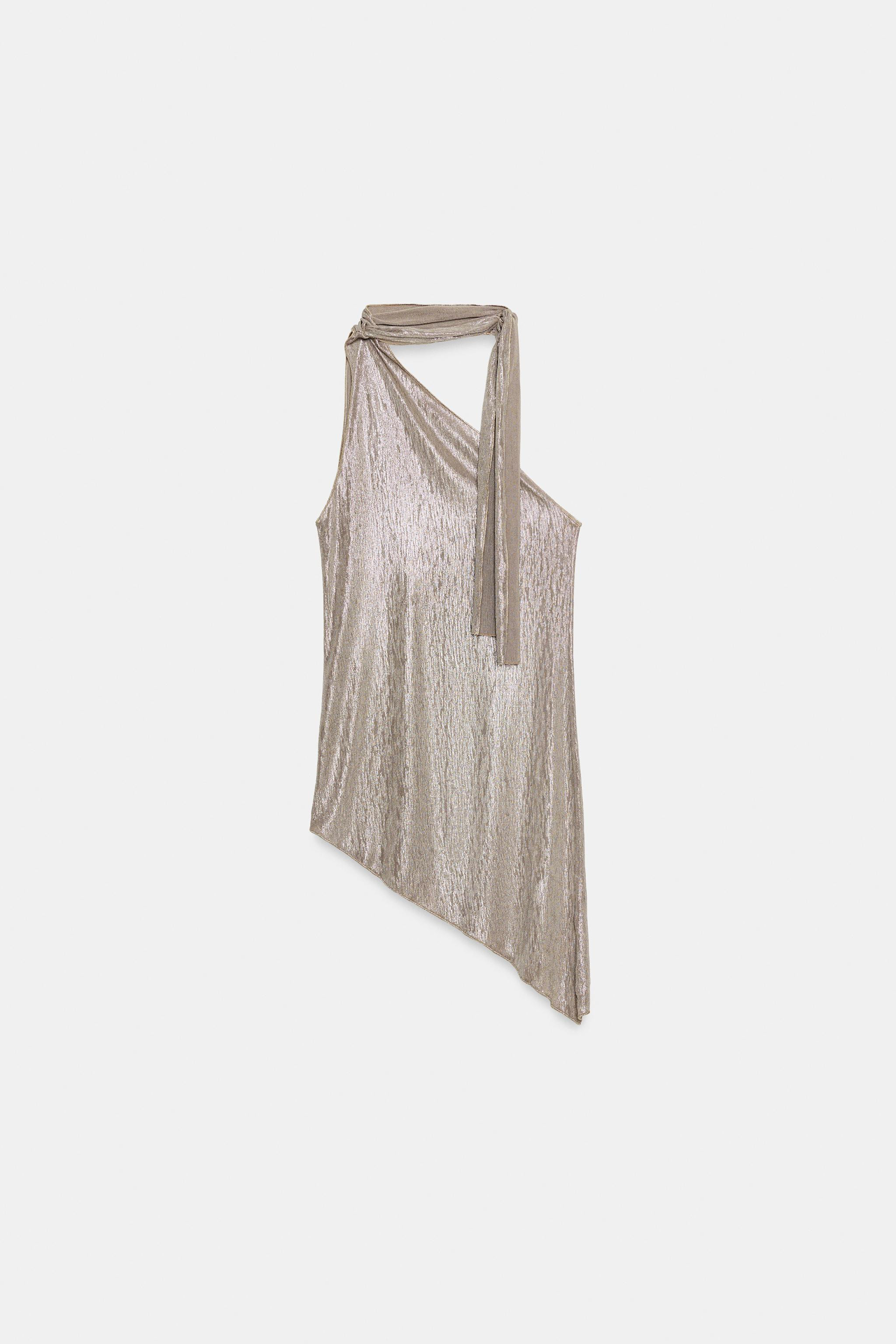 METALLIC EFFECT SCARF ASYMMETRIC TOP | Zara US
