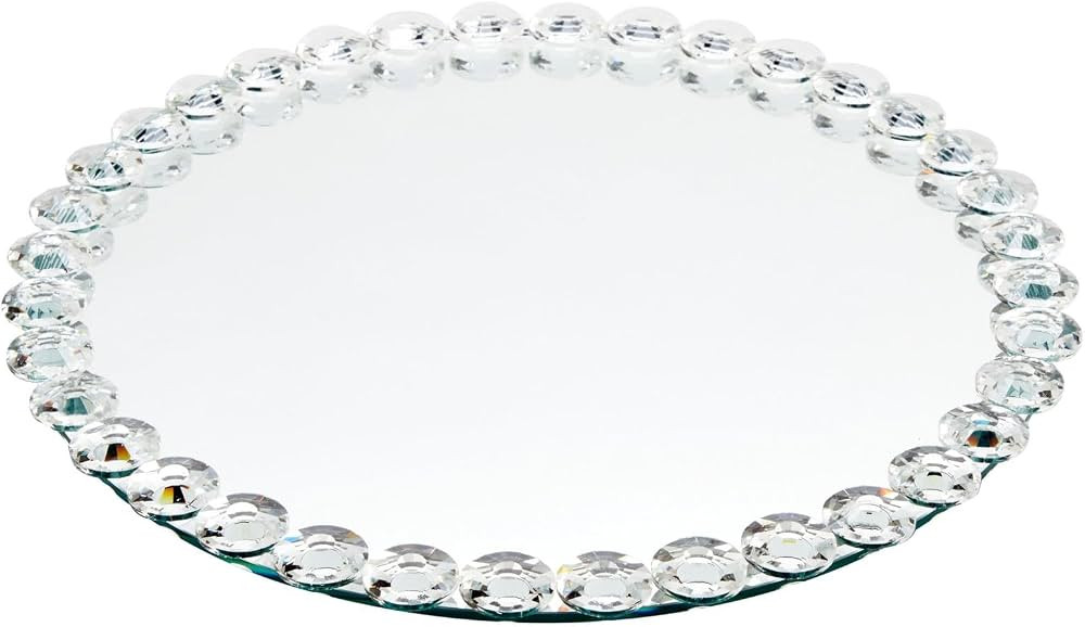 Okuna Outpost 12 in Crystal Bead Round Mirror Tray to Display Perfume, Jewelry, Candles, Bling Se... | Amazon (CA)