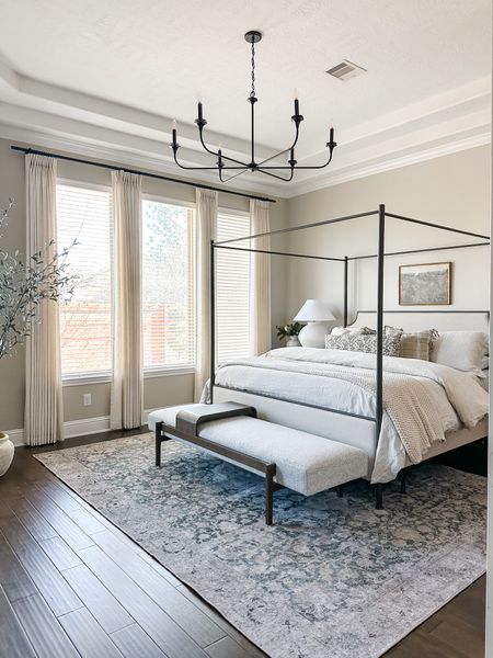 Bedroom links to everything as shown here. From the bench, lighting, rug, bedding. Let me know if you have any questions 

#LTKstyletip #LTKsalealert #LTKhome