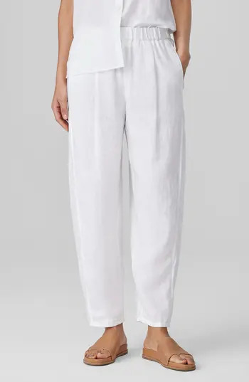 Eileen Fisher Organic Linen Ankle Lantern Pants in White at Nordstrom Rack, Size Medium | Nordstrom Rack