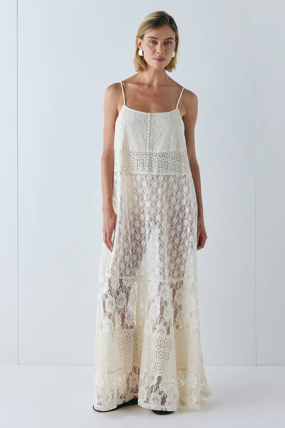 Delphine Lace Maxi Dress Cream | VRG Grl