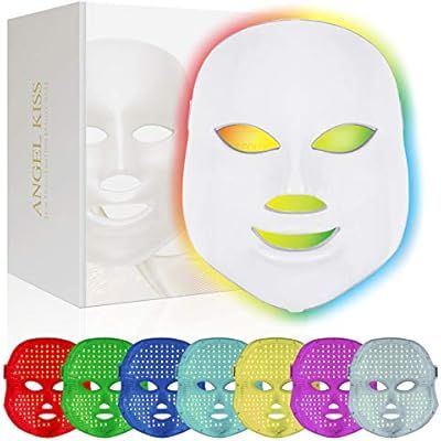 Face Led Mask -Angel Kiss 7 Color Blue Red Light Therapy Photon Mask Facial Skin Rejuvenation Fir... | Amazon (US)