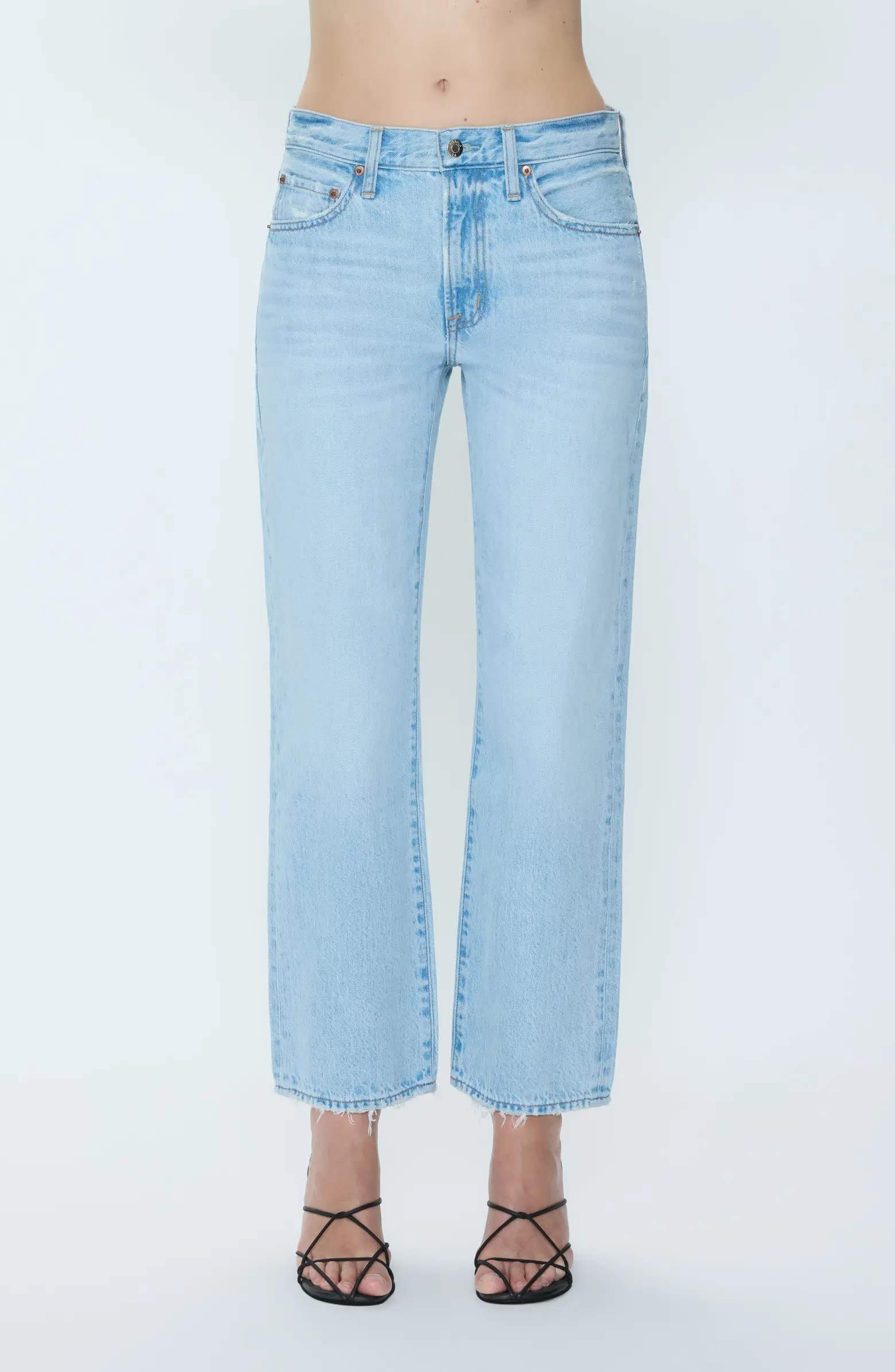 Lexi Distressed Crop Barrel Jeans | Nordstrom