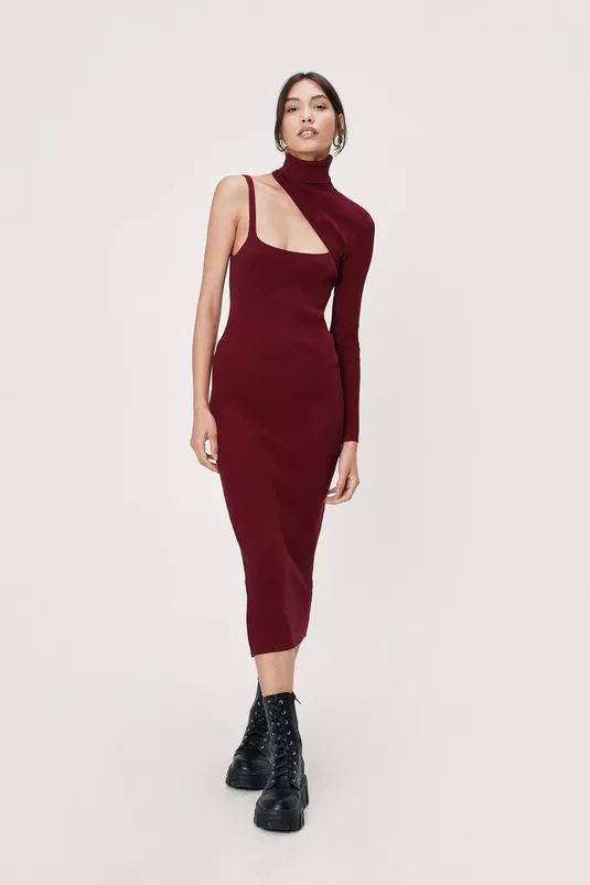 2 In 1 One Shoulder Knitted Midi Dress | Nasty Gal (US)