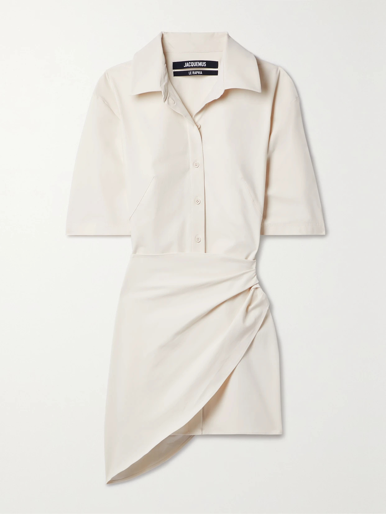 Jacquemus - Cutout Draped Stretch-twill Mini Shirt Dress - Ivory | NET-A-PORTER (UK & EU)