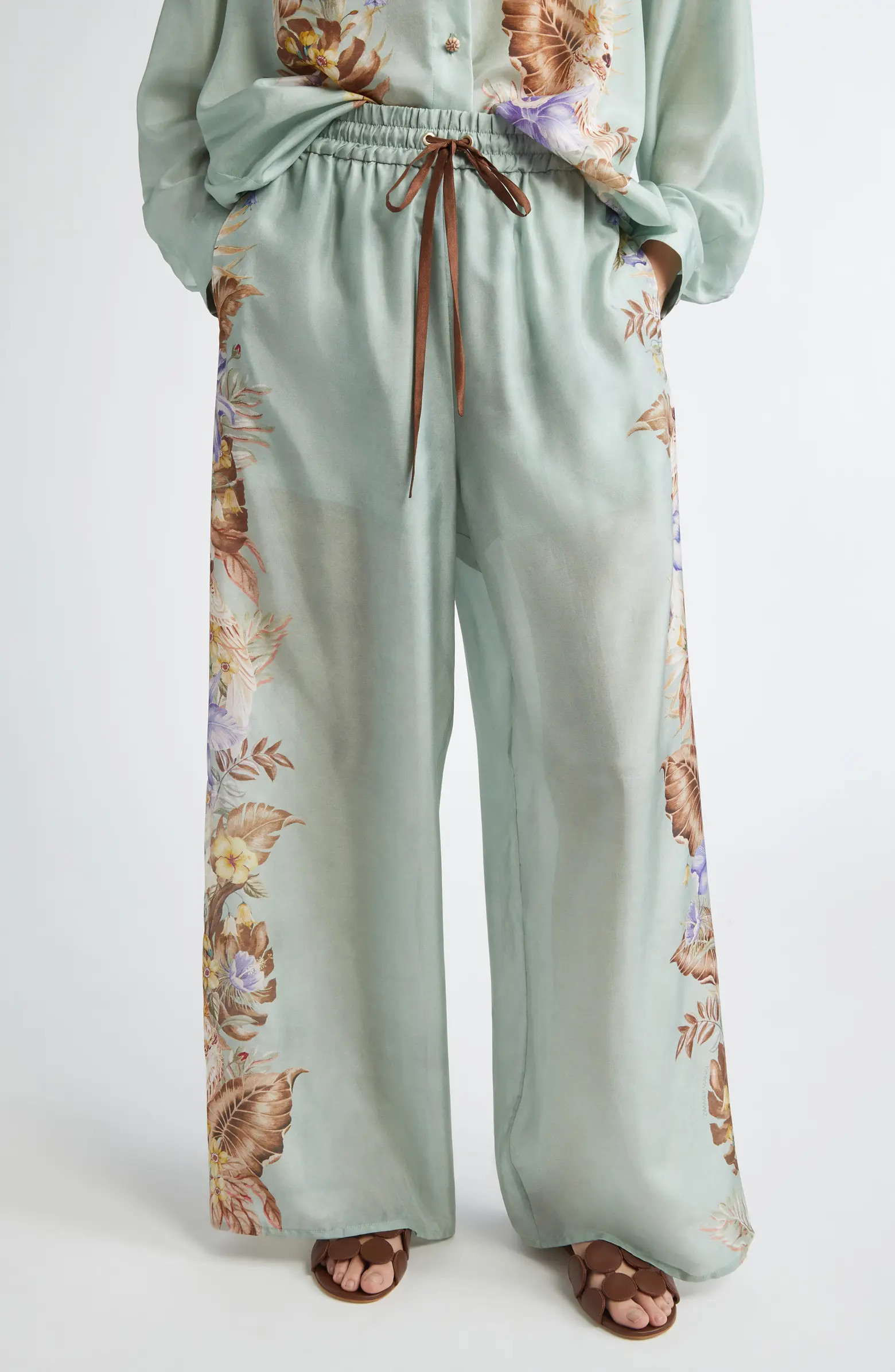 Zimmermann Coco Placed Print Silk Wide Leg Pants | Nordstrom | Nordstrom