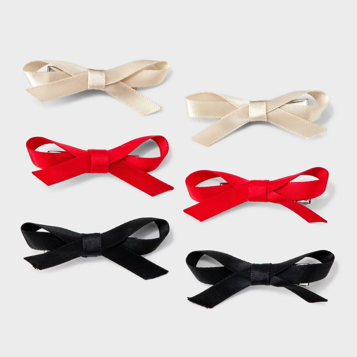 Salon Bow Hair Clip Set 6pc - Wild Fable™ Red/Ivory/Black | Target