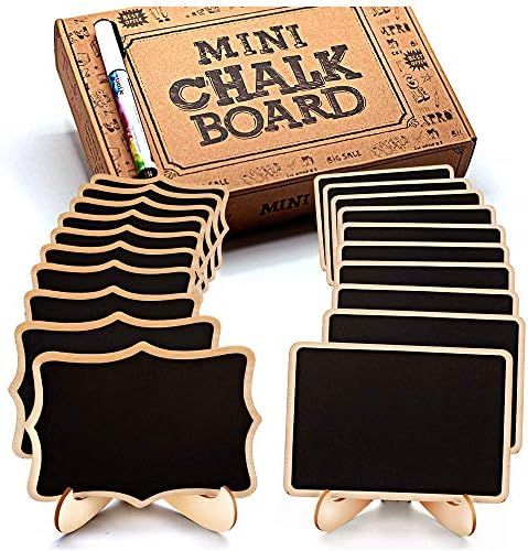Mini Chalkboard Signs, 20 Pack Framed Small Chalkboard Labels with Easel Stand, Wooden Blackboard fo | Amazon (US)