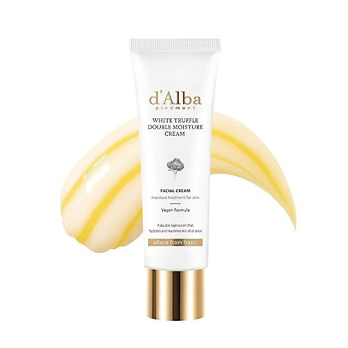 d'alba Piedmont White Truffle Double Moisture Cream, 2-in-1 Face Moisturizer, Vegan Skincare, Vegan Collegen, Skin Firming and Tightening, Dual Formula in ONE tube, Korean Skin Care (2.02 oz) | Amazon (US)