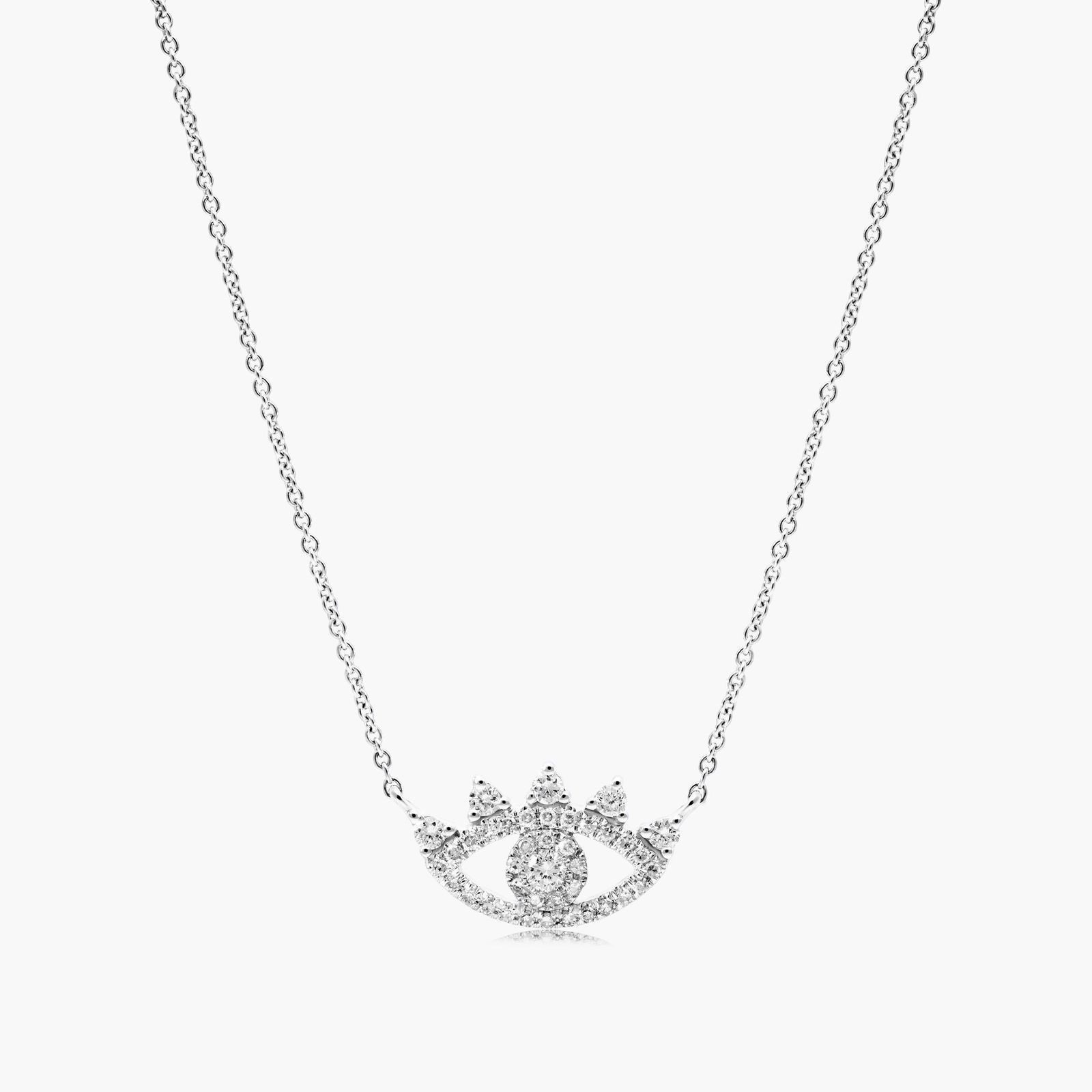 14K White Gold Evil Eye Diamond Necklace-81394w14 | JamesAllen