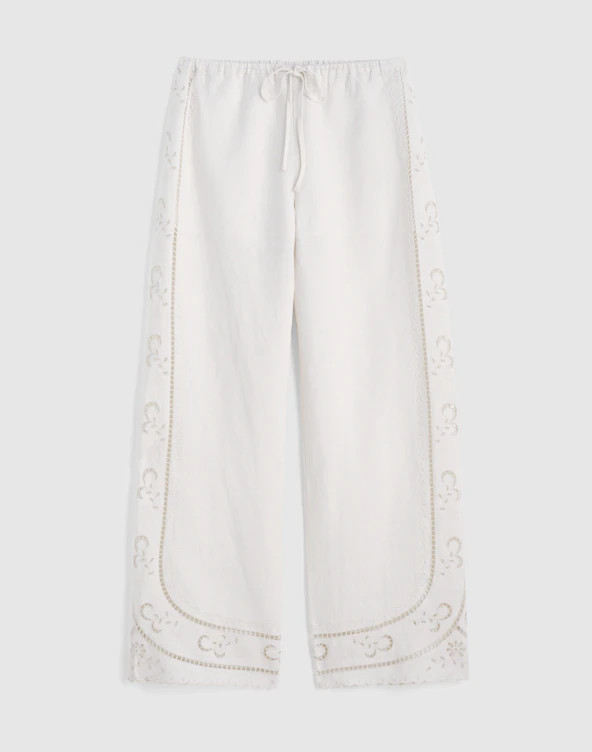 Eyelet Drawstring Pants in 100% Linen | Madewell