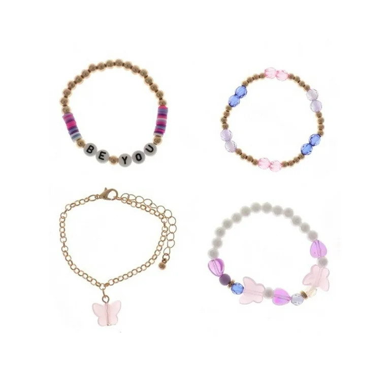 Wonder Nation 4 Pack Bracelet Set with Butterflies and 'Be You' Letter Beads (Girl's) - Walmart.c... | Walmart (US)
