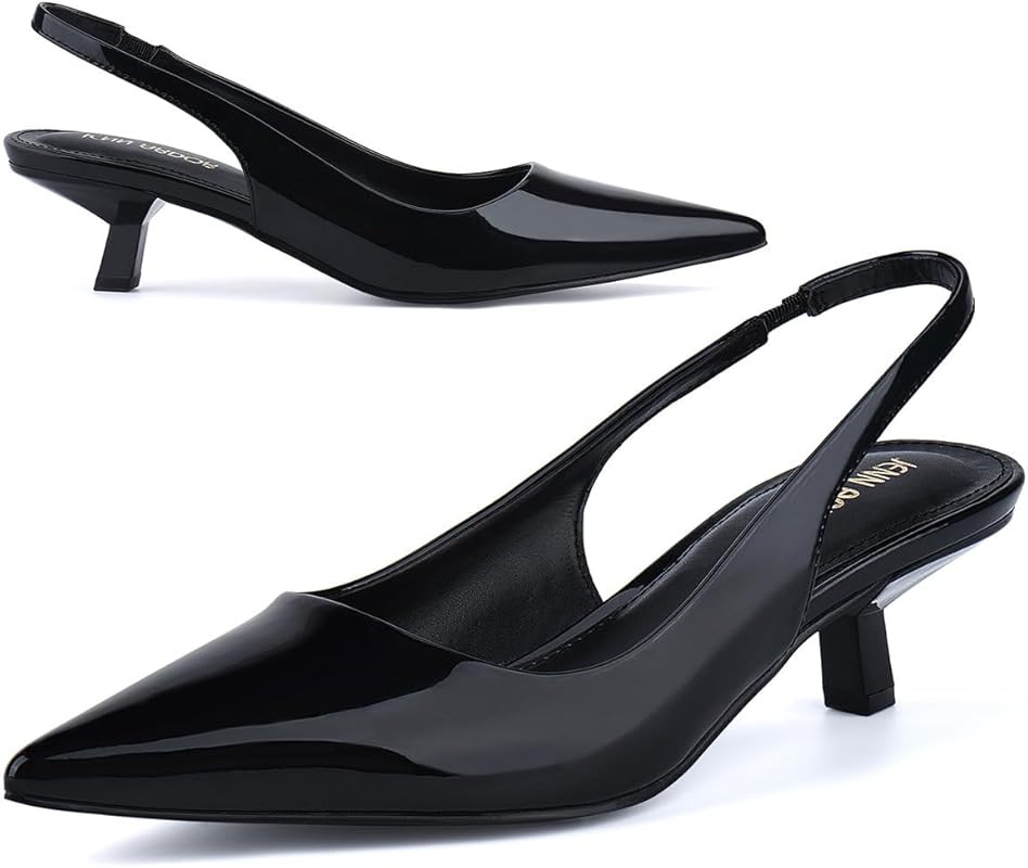 JENN ARDOR Slingback Heels for Women Low Heels Dress Shoes Kitten Pumps Dressy Heeled Sandals Wid... | Amazon (US)