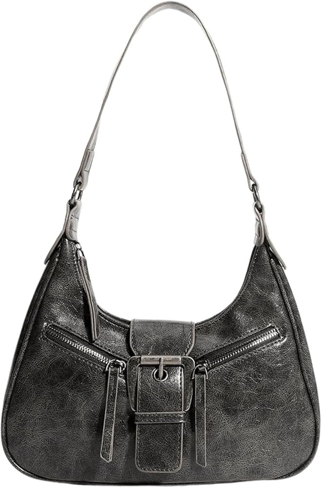 Verdusa Women's Hobo PU Leather Clutch Shoulder Bags Buckle Zipper Vintage Handbags | Amazon (US)