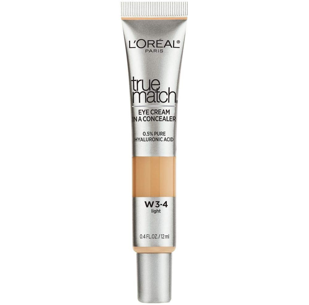 L’Oréal Paris True Match Eye Cream in a Concealer, 0.5% hyaluronic acid, Light W3-4, 0.4 fl. o... | Amazon (US)