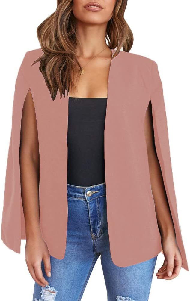 Flybony Cape Sleeve Blazer Jackets for Women Elegant Casual Cape Coat | Amazon (US)