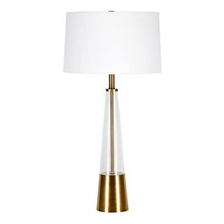Meyer&Cross Vivien 29.5 in. Clear Glass and Brass Table Lamp TL0538 - The Home Depot | The Home Depot