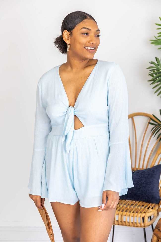 A Loving Heart Blue Dress Romper | Pink Lily