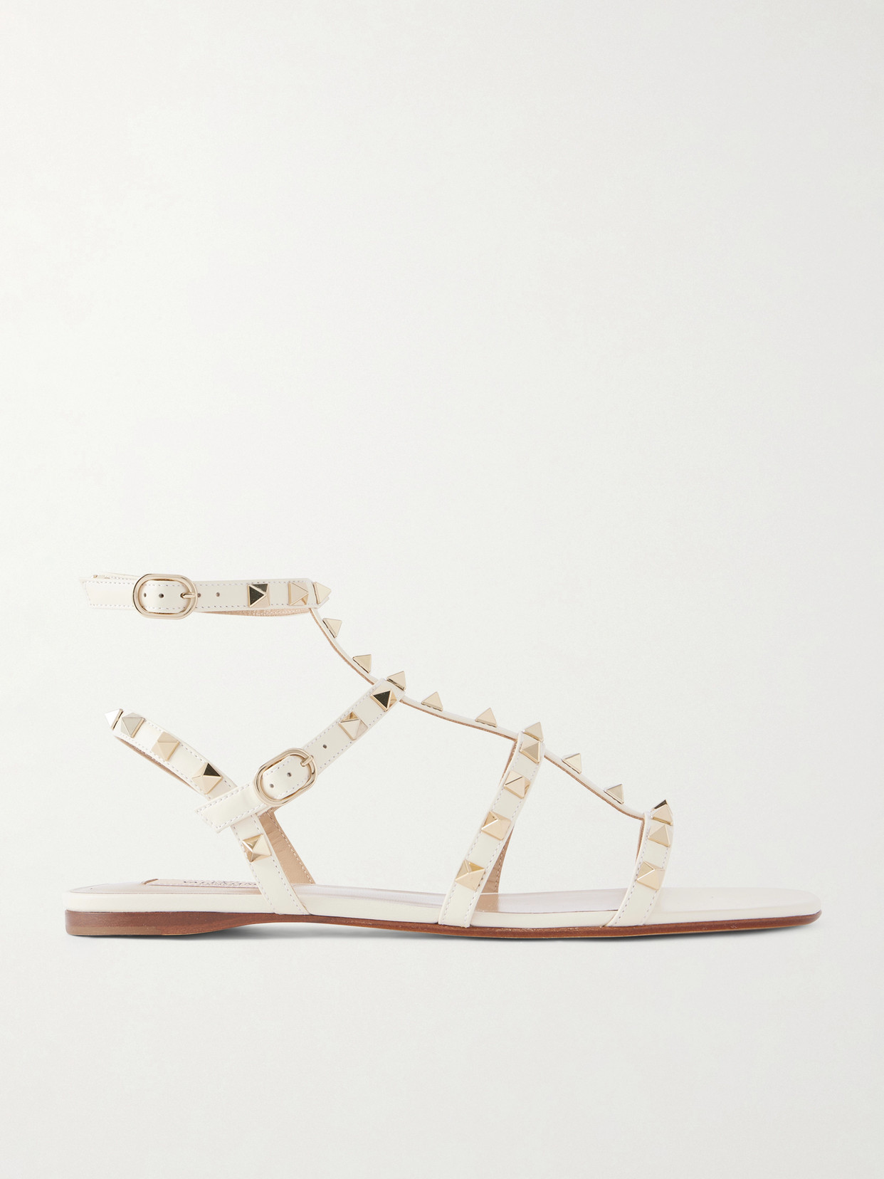 Valentino Garavani - Rockstud Leather Sandals - Neutrals | NET-A-PORTER (US)