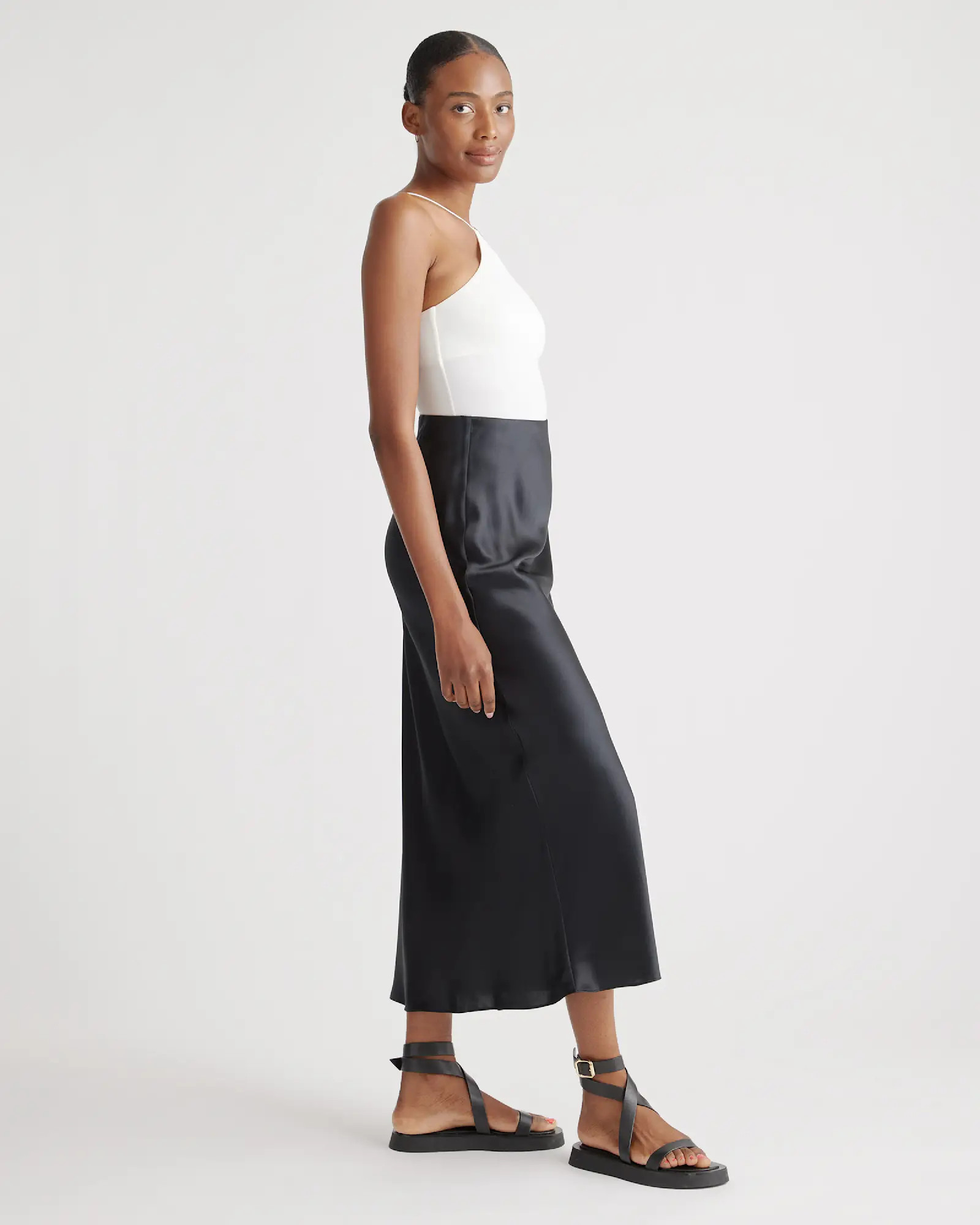 100% Washable Silk Maxi Skirt in Black | Quince