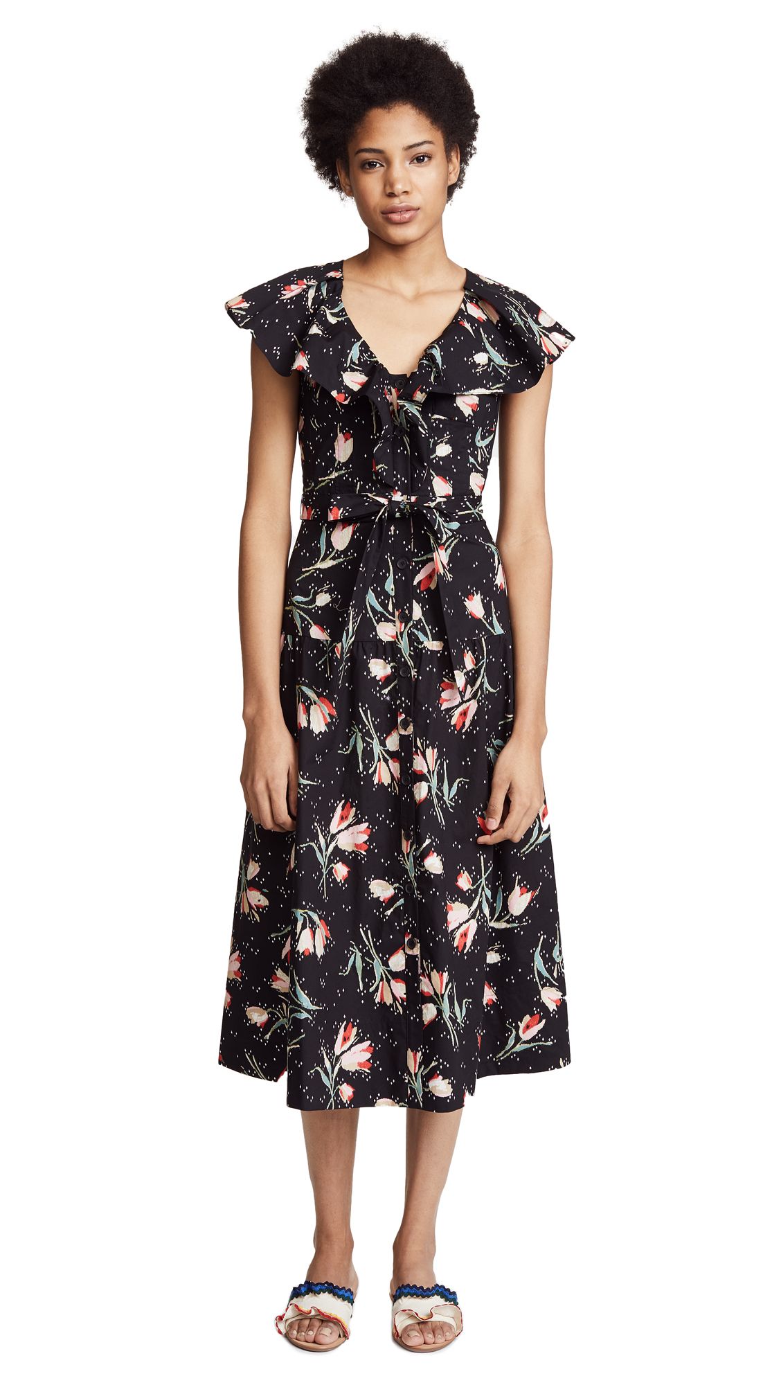 Rebecca Taylor Sleeveless Ikat Midi Dress | Shopbop