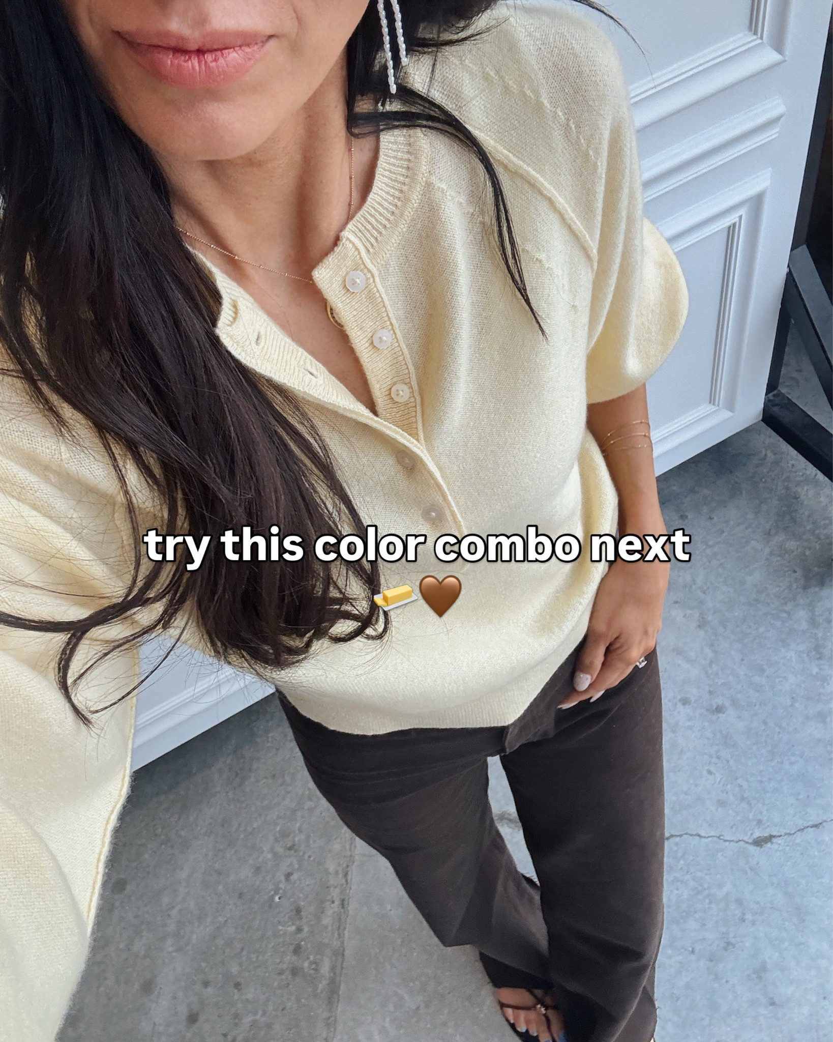 Fall pastels are sooooo pretty when they are grounded with a great moody neutral like chocolate brown. These pants are tts and will sell out- they are too good. This top is also my favorite classic sweater. She’s pricey but looks good with everything ☺️ linking in ltk.