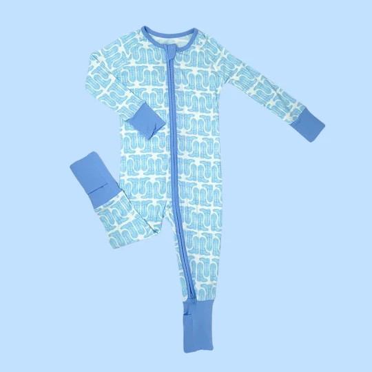 Blue Boots Zipper Romper | Poppy Kids Co