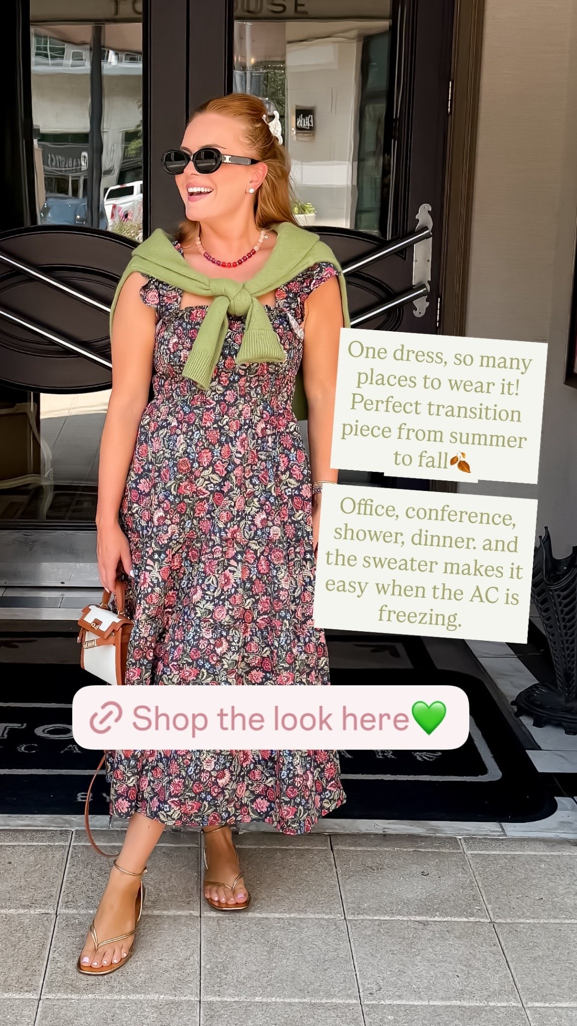 One dress, so many places to wear it! Perfect transition piece from summer to fall🍂

Office, conference, shower, dinner… and the sweater makes it easy when the AC is freezing. @hillhouse 
@tuckernuck