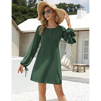 Ribbed Knit Dresses Fall Dress Long Sleeve Holiday Dresses Outfits Crew Neck Casual Winter Dresses Dark green,2XL | Target