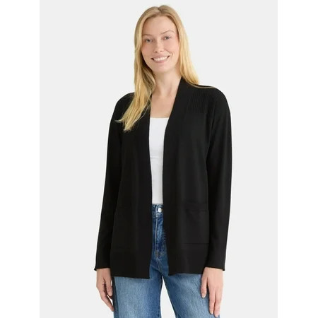 Time and Tru Women's and Women's Plus Open Front Cardigan Sweater, Sizes XS-4X | Walmart (US)