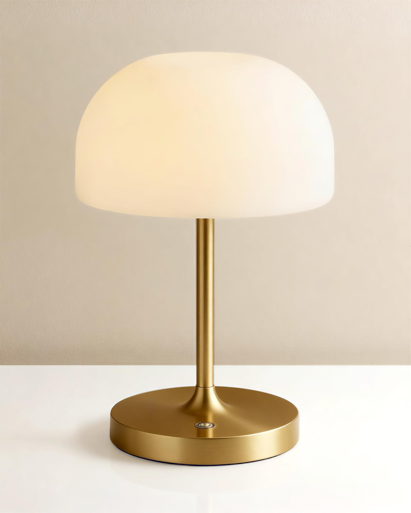 VoMii Mushroom Lamp, 9” Cordless Table Lamp Waterproof Shower Lamps with 4000mAh Battery Rechargeable & 3 Color Temperatures, Dimmable LED Night Light for Bathroom, Bedroom & Home Decor - Brass | Amazon (US)