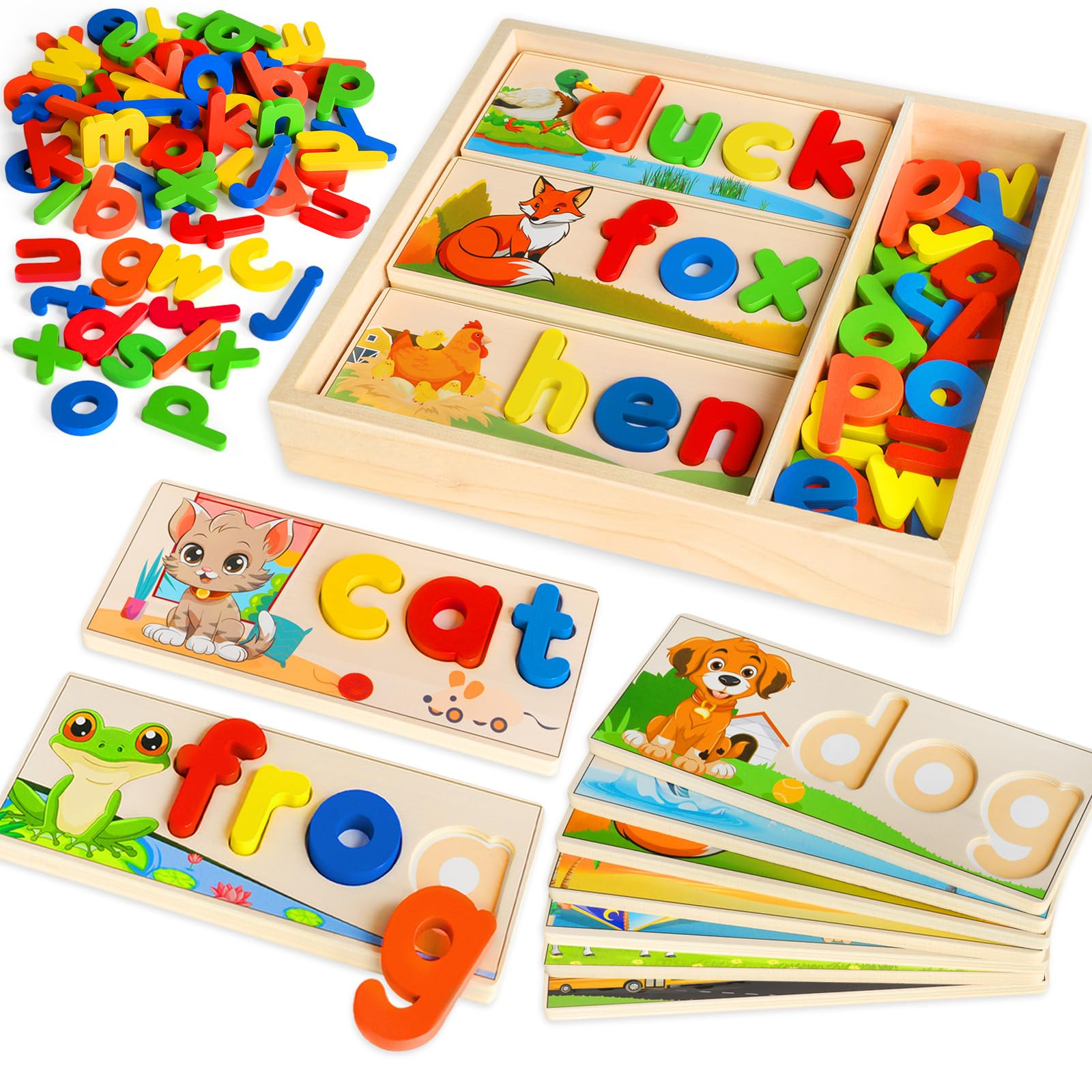 Wooden See & Spell Learning Toys for 2 3 4 5 Year Old Kids, Preschool Learning Activities Alphabe... | Amazon (US)