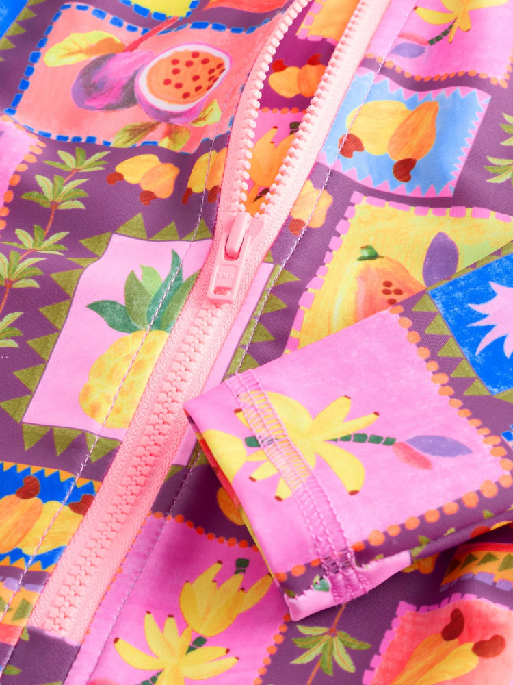 Purple/Orange Tropical Sunsafe Long Sleeve Swimsuit (3mths-7yrs) | Next US